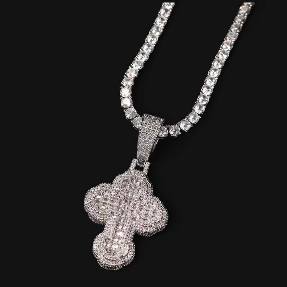 Silver Cross Necklace With Tennis 981 E